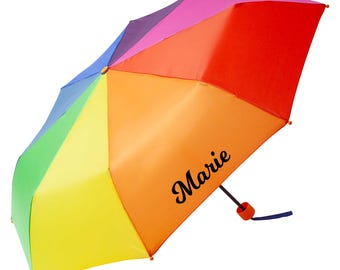 Children's umbrella rainbow personalized with name | Children's umbrella colorful | Safe windproof umbrella for girls & boys