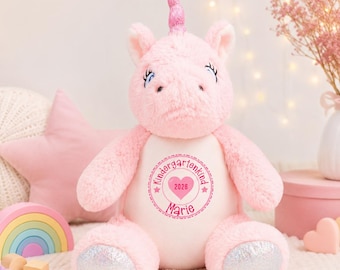 Kindergarten Unicorn Plush Toy Gift for a Girl Starting Kindergarten - Personalized with Name