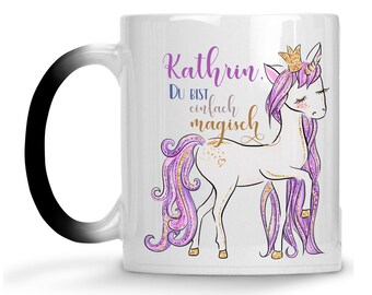Unicorn color changing mug personalized with name You are simply magical