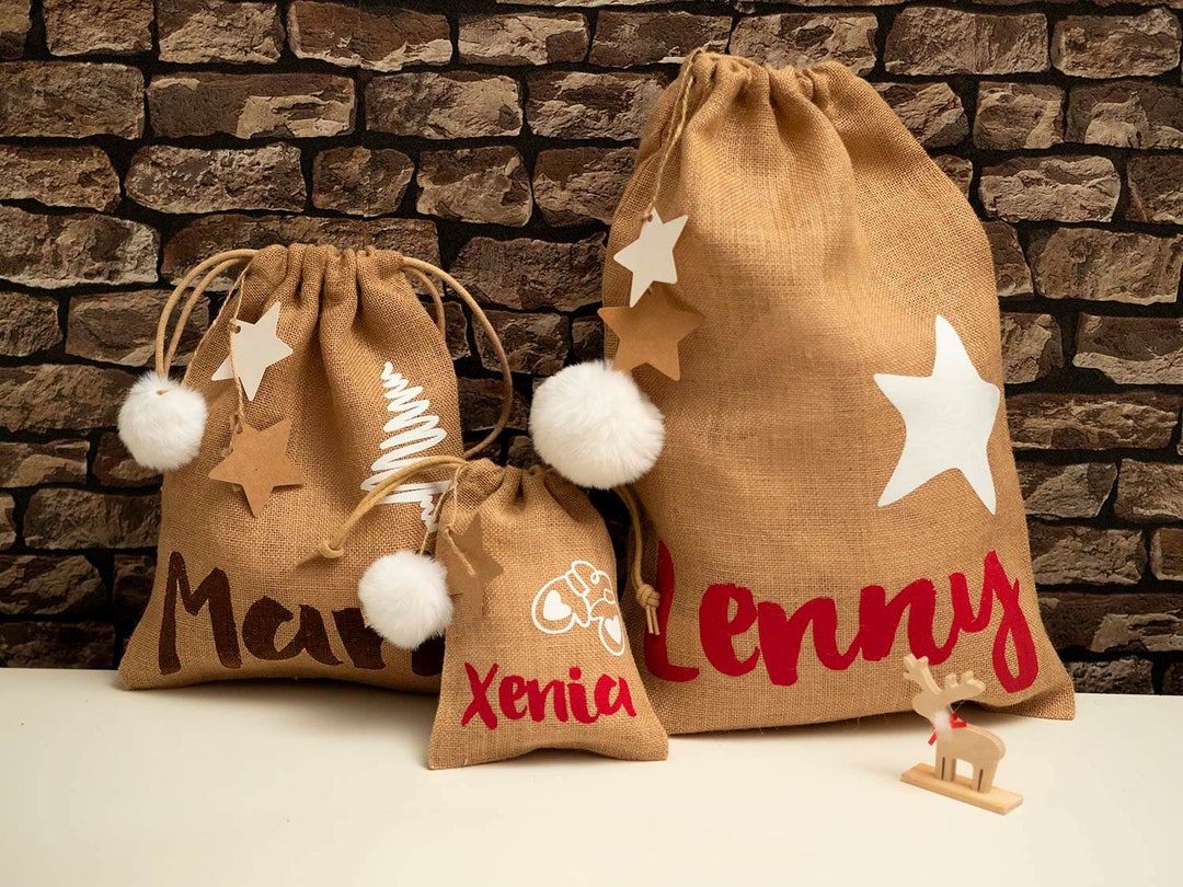 Jutesäckchen Weihnachten Nikolaussäckchen mit Name Jutesack