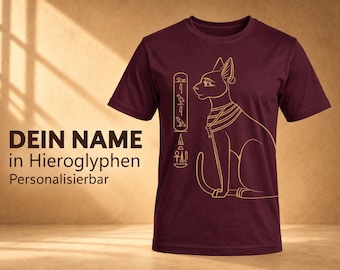 Bastet Egyptian T-Shirt with Your Name in Hieroglyphs