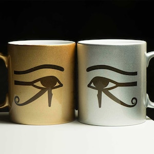Egypt mug Eye of Horus (udjat) and Eye of Ra personalized with your name in hieroglyphs