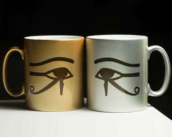 Egypt mug Eye of Horus (udjat) and Eye of Ra personalized with your name in hieroglyphs