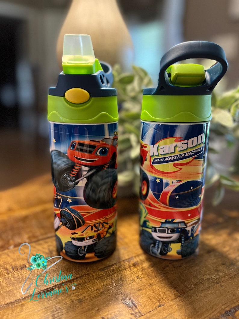 Custom Personalized Kids Monster Truck Sippy/Tumbler/Cup/Water image 1