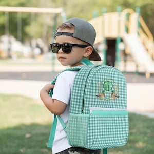Green Gingham Backpack/Personalize it