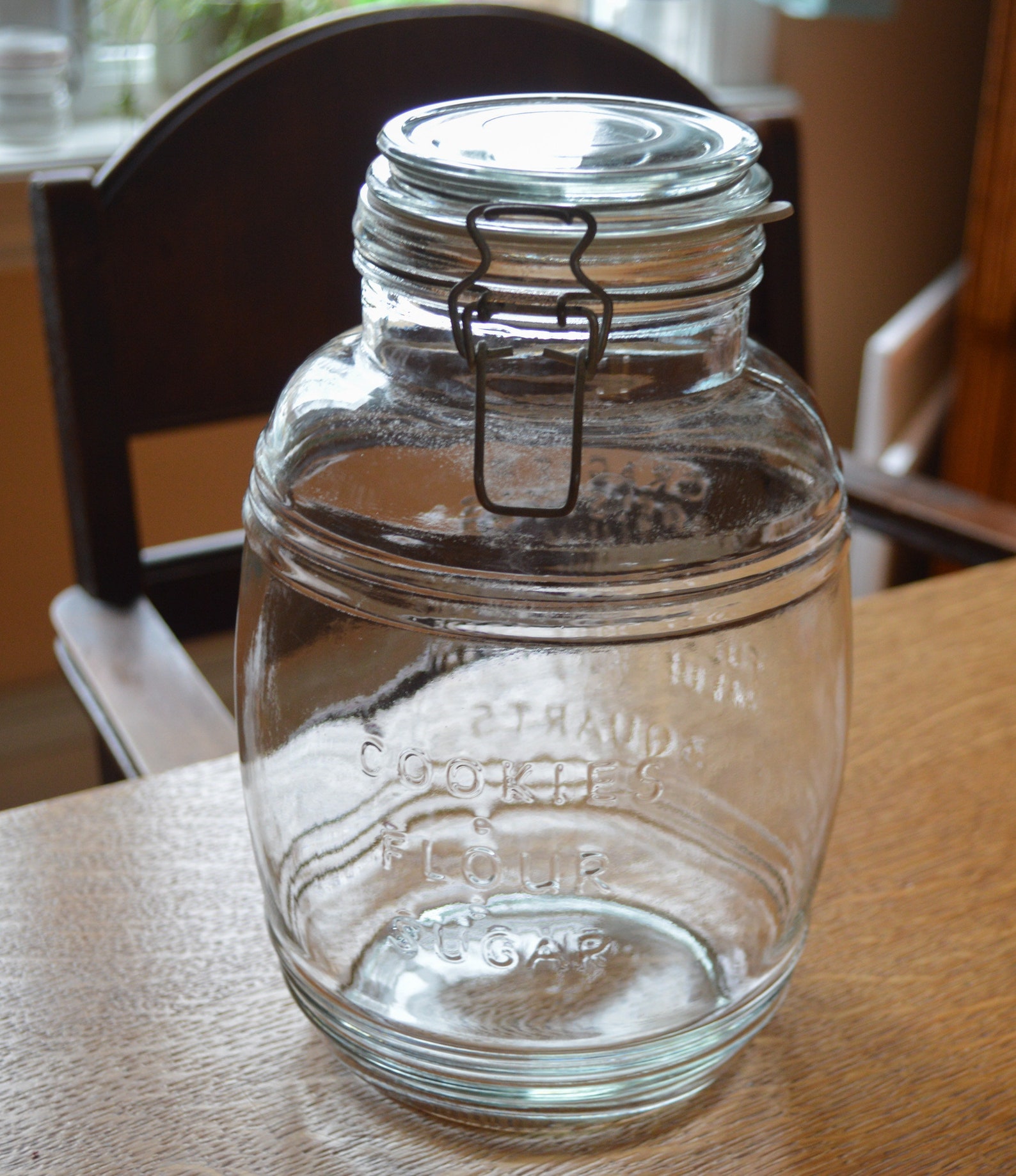 Vintage Cracker Barrel Style Glass Jar 3 Qt Clear Glass Etsy