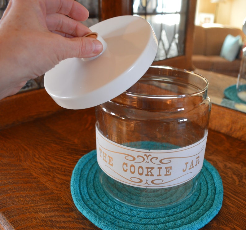 Dog Treats Canister Mid Century Mothers Day Gift for Her,Gift for Him Cookie Canister 1960s Covered Glass Jar Vintage Pyrex Cookie Jar
