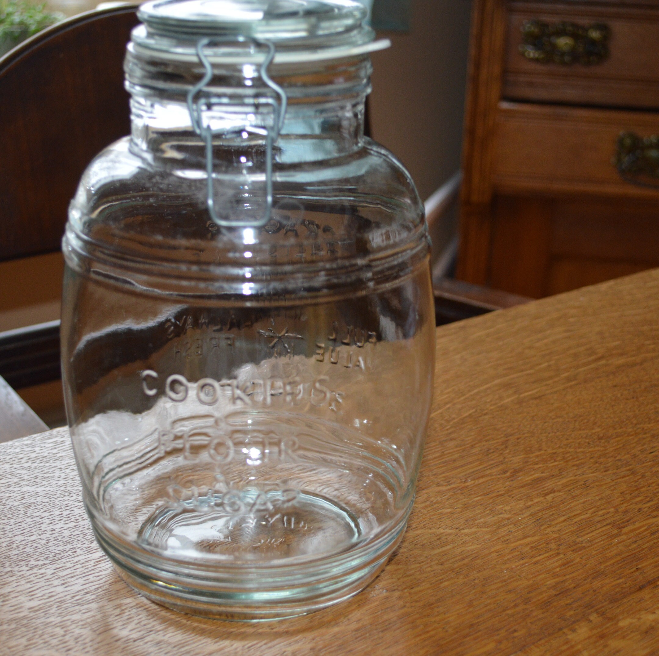 Vintage Cracker Barrel Style Glass Jar 3 Qt Clear Glass Etsy