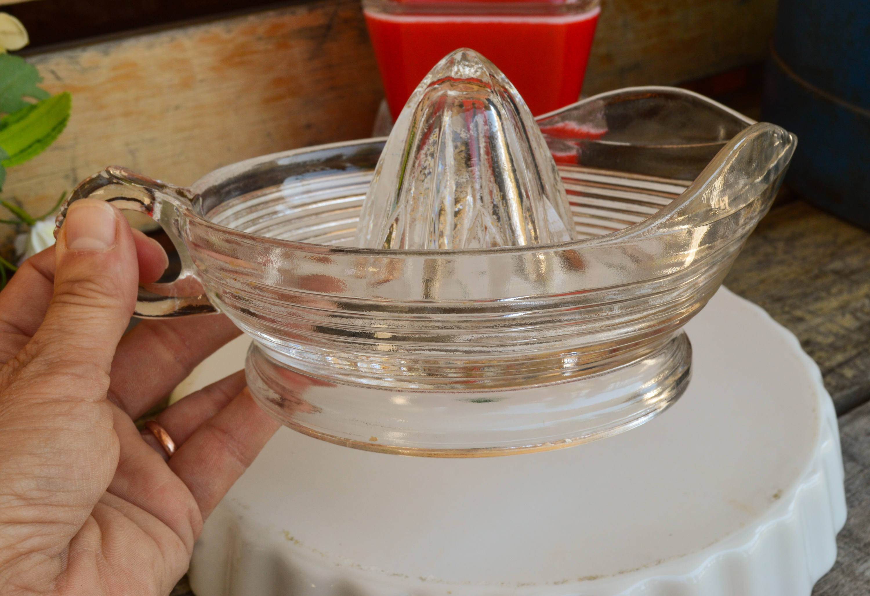 Vintage Glass Reamer Juicer Clear Glass Mid century Etsy