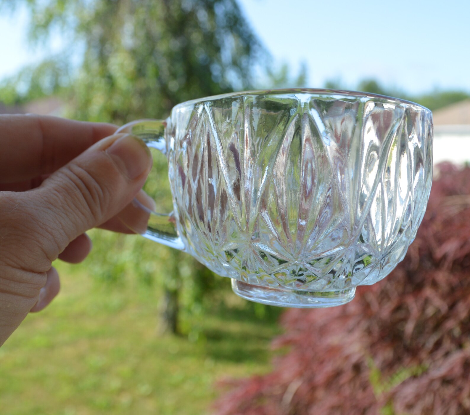 Vintage Pressed Glass Punch Cups Set 8 Cups Mid Century Etsy