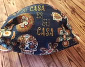 Ready to ship-Day of the dead, dia de los muertos, cinco de mayo,flowers, skeleton head face mask with filter pocket-cotton, made in the USA