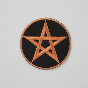 Pentagram Iron On/ Sew On Embroidered Cloth Patch Badge Appliqué pentacle magic star wicca wiccan witch wizard pagan UK seller Size: 6.8cm