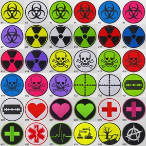 Hazard Symbol/Sign Iron On/ Sew On Embroidered Cloth Patch Badge Appliqué cybergoth cyber punk goth gothic rocker emo rave raver Size: 6.8cm