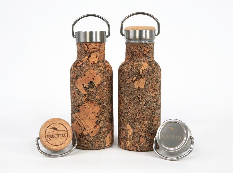 Rebottle Cork Covered Water Bottle 550ml Black Oak Etsy
