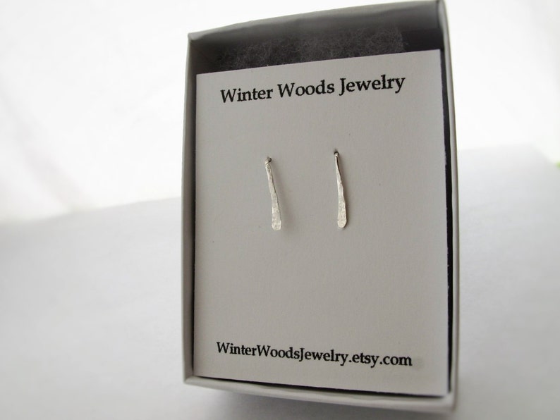 Stocking Stuffer Ear Bar Hammered Ear Pin Sterling Silver Ear Crawlers Ear Cuff Ear Sweep Minimal Silver and Rose Gold Ear Climbers