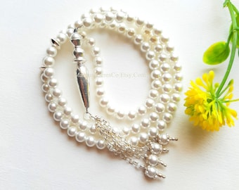 FRESHWATER PEARL Islamic Prayer Beads, 99 Beads Tasbih, Misbaha, Sibha, Islamic Rosary, Worry Beads, 99 Beads Prayer Tasbih
