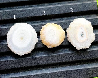 Luźny kamień szlachetny z kwarcu solarnego, druzy, kaboszon, do ręcznie robionej biżuterii, naturalny kaboszon AAA+ z kwarcu solarnego, druzy, do owijania drutem - 84707-84709