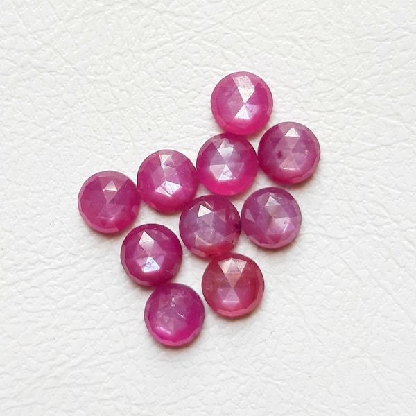 Pink Star Sapphire Rose Cut Round Flat Back Gemstone 10 Pieces Lot, Size : 6 MM, AAA+ Pink Star Sapphire Round Used For Jewelry Making