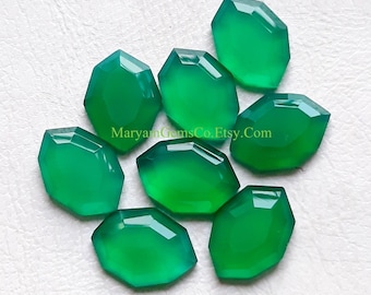 Green Chalcedony Fancy Cut Marquise Shape With Flat Back Gemstone 10 Pcs Lot | Size : 10x14 MM | AAA+ Natural Chalcedony For Jewelry Making