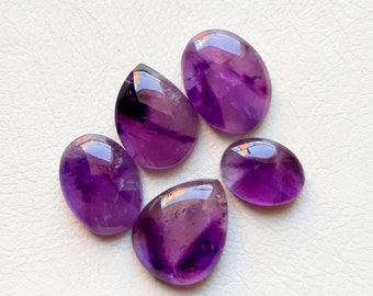 Amethyst Cabochon Lose Edelstein zur Schmuckherstellung - 5 Stück Edelstein Lot | Größe: 17-13-13 MM | Amethyst für handgefertigten Schmuck 71284