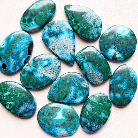 CHRYSOCOLLA MALACHITE Cabochon Wholesale Lot By Weight With Different Shapes And Sizes Used For Jewelry Making And Wire Wrapping