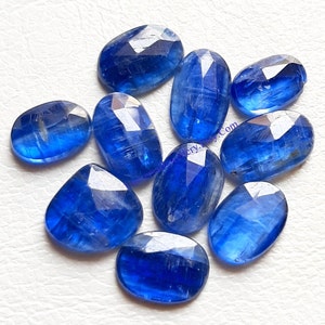Natural Blue Kyanite Rose Cut Gemstone- Top Quality Blue Kyanite Rose Cut Flat Back Gemstone 10 Pieces Lot for Ring, Pendant And Jewellery