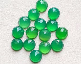 Zielony chalcedon, okrągły kamień szlachetny o szlifie różanym, 6 mm, partia 15 sztuk, naturalny chalcedon z płaskim spodem do wyrobu biżuterii