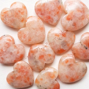 Natural SUNSTONE Heart Shape Cabochon Wholesale Lot For Jewelry Making, Natural Sunstone Heart Shape For Handmade Jewelry and Wire Wrapping