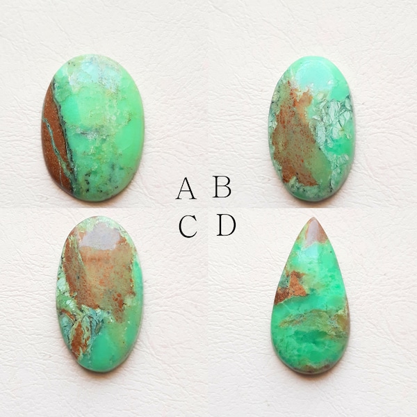 Boulder Chrysoprase Cabochon Loose Gemstone For Jewelry Making, AAA+ Natural Bio-Chrysoprase Cabochon For Wire Wrap - 72248-72251