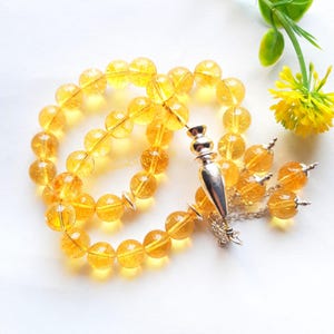 Citrin Edelstein 10 MM Islamische Gebetskette, 33 Perlen Tasbih, Misbaha, Sibha, Islamischer Rosenkranz, Sorgenperlen, 33 Perlen Gebet Tasbih