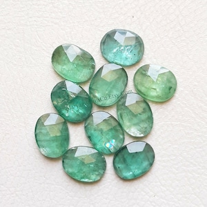Green Kyanite Rosecut Oval Gemstone 10 Pieces Lot | Size : 8x10 MM | AAA+ Natural Green Kyanite With Flat Back For Handmade Jewelry