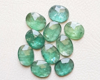 Green Kyanite Rosecut Oval Gemstone 10 Pieces Lot | Size : 8x10 MM | AAA+ Natural Green Kyanite With Flat Back For Handmade Jewelry