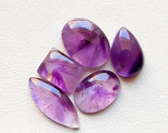 Amethyst Cabochon Edelstein Lot für die Schmuckherstellung - 5 Stück Größe : 22-13 MM |Amethyst Für handgemachten Schmuck 71283