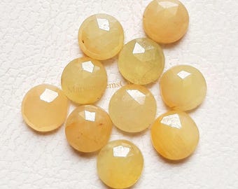 GELBER SAPHIR runde Form Rose Cut Edelstein 10 Stück Lot | Größe : 8 MM | 100% natürliche gelbe Saphir mit flachen Rücken für die Schmuckherstellung