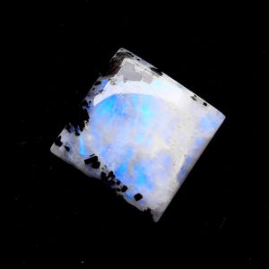 Rainbow Moonstone Cabochon With Black Tourmaline Dot, AAA+ Natural Rainbow Moonstone Cabochon For Wire Wrapping -  79338-79347