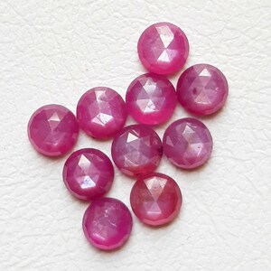 Rosa stjärnsafir rosenslipad rund platt baksida ädelsten 10 stycken, storlek: 6 MM, AAA+ rosa stjärnsafir rund används för smyckestillverkning