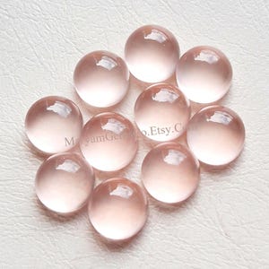 Rosenkvarts 10 MM Rund Form Slät Cabochon Ädelsten 10 stycken Parti, AAA+ Naturlig Rosenkvarts Med Platt Baksida För Smyckestillverkning