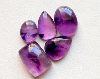 Amethyst Cabochon Lose Edelstein zur Schmuckherstellung - 5 Stück Edelstein Lot | Größe: 16–11 mm | Amethyst für handgefertigten Schmuck 71282