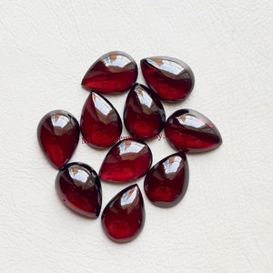 Garnet Calibrated Pear Shape Cabochon With Flat Back 10 Pieces Gemstone Lot | Size : 10X14 MM | AAA+ Natural Garnet Used For Jewelry Making