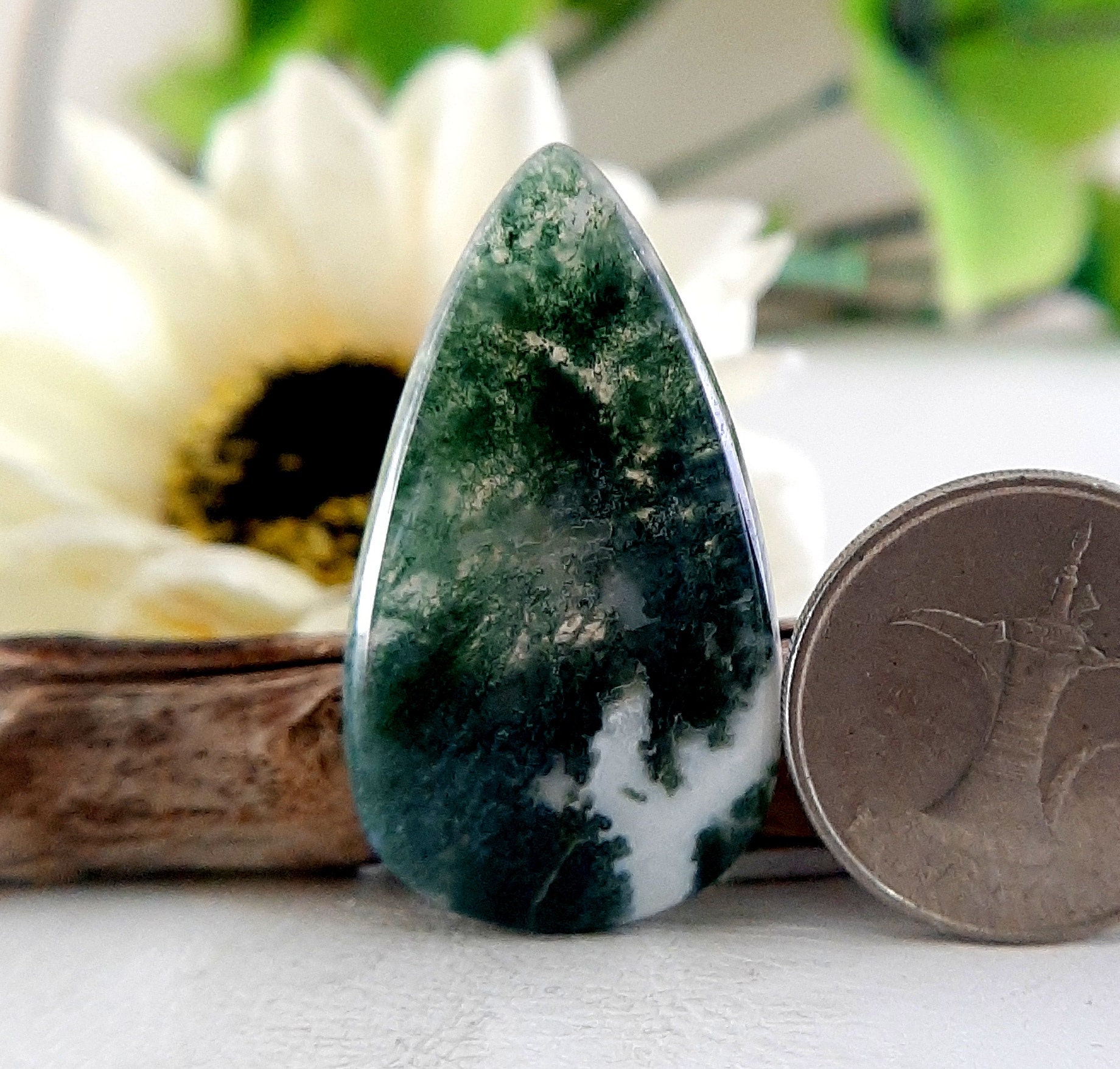 Natural Tree Moss Agate Cabochon Loose Gemstone For Making | Etsy