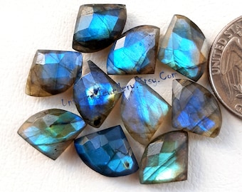 Natural LABRADORITE Rose Cut Gemstone Lot | Size : 15x11 MM | Top Quality Labradorite Both Side Rose Cut Gemstone 10 Pcs For Jewelry Making