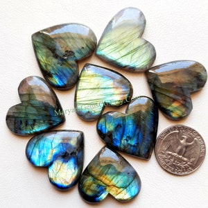 Labradorita Corazón Cabujón Lote al por mayor AAA+ Azul y Multi Ambos FireHeart Forma Labradorita Cabujón Piedra preciosa suelta para la fabricación de joyas