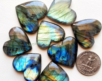 Labradorite Heart Cabochon Wholesale Lot AAA+ Blue and Multi Both FireHeart Shape Labradorite Cabochon Loose Gemstone For Jewelry Making