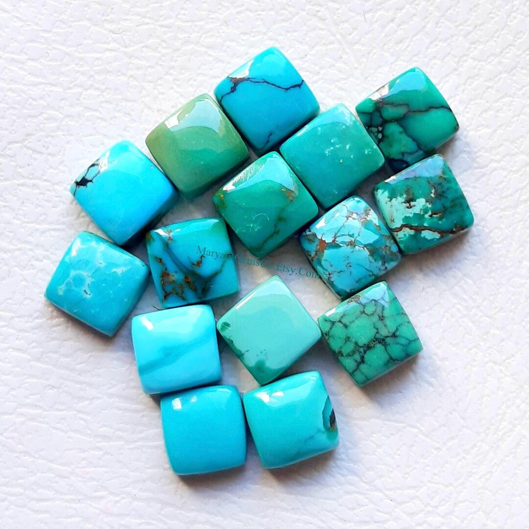 Torquoise Square Tibetan Turquoise Calibrated Square Shape Gemstone 15 Pcs Lot, Size : 6 ...