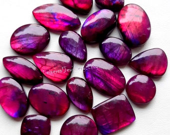 Purple Labradorite Cabochon Wholesale Lot, Treated Purple Labradorite By Weight With Different Shapes And Sizes Used For Jewelry Making