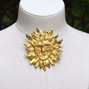 YVES SAINT LAURENT 1980 Sun Face Brooch - Etsy