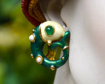 LANVIN 1970 Enameled Fish Earrings