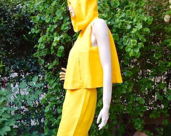 COURREGES 1980 Sun Yellow Capri and Cropped Top Set