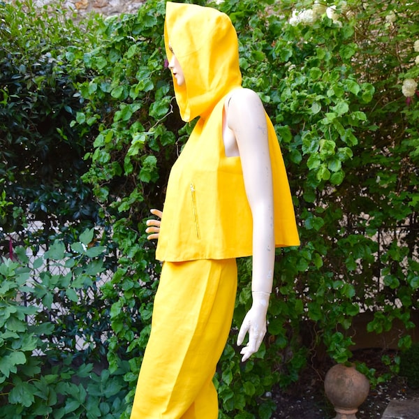 COURREGES 1980 Sun Yellow Capri and Cropped Top Set