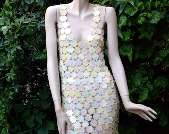 PACO RABANNE 1996 Do-It-Yourself White Sequins Dress